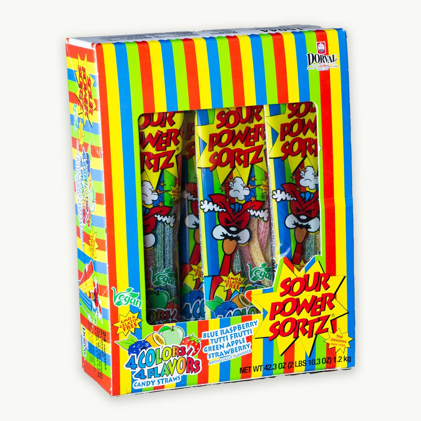 4 Colors 4 Flavors Sour Power Candy Straws 1.75oz