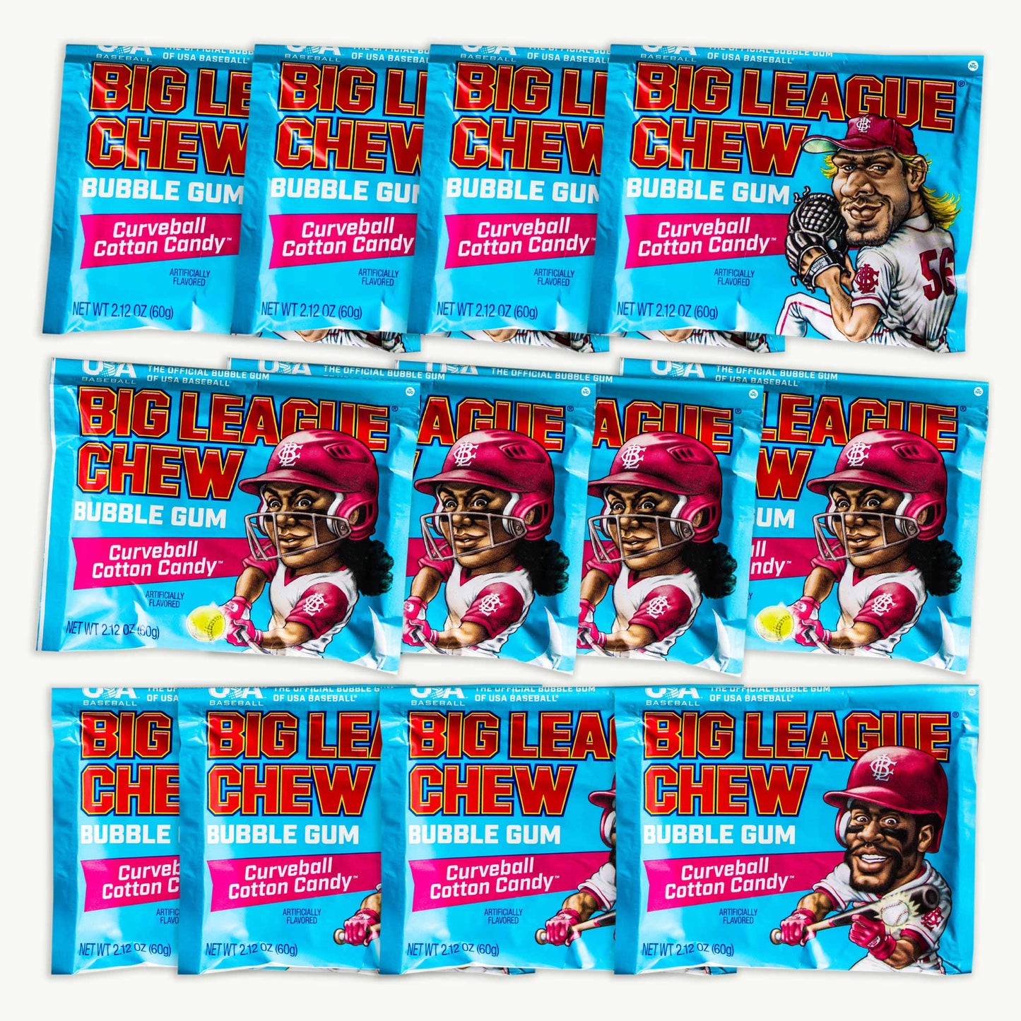 Big League Chew Curveball Cotton Candy Bubble Gum 2.12oz