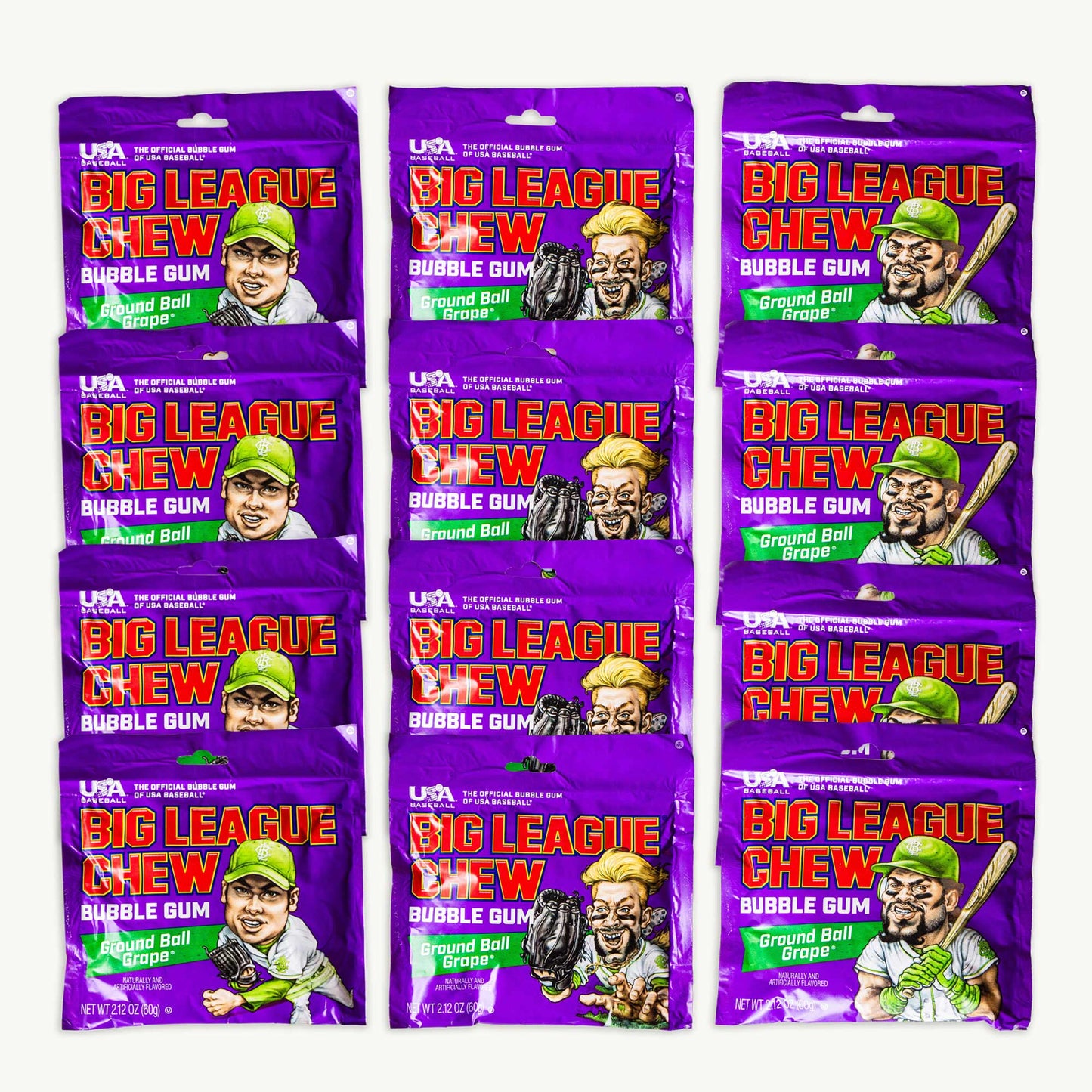 Big League Chew Ground Ball Grape Bubble Gum 2.12oz