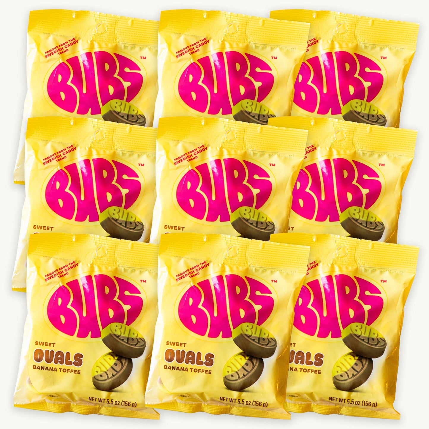 BUBS Sweet Ovals Banana Toffee Swedish Candy 5.5oz