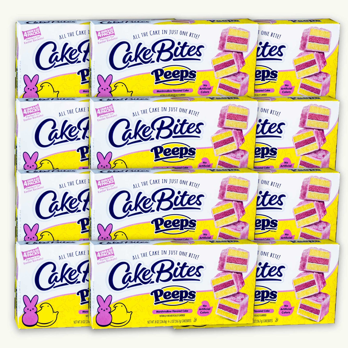 Cakebites Easter Peeps Marhmnallow Flavored Cakes, 4, 2oz packs, Yellow Box, 8oz