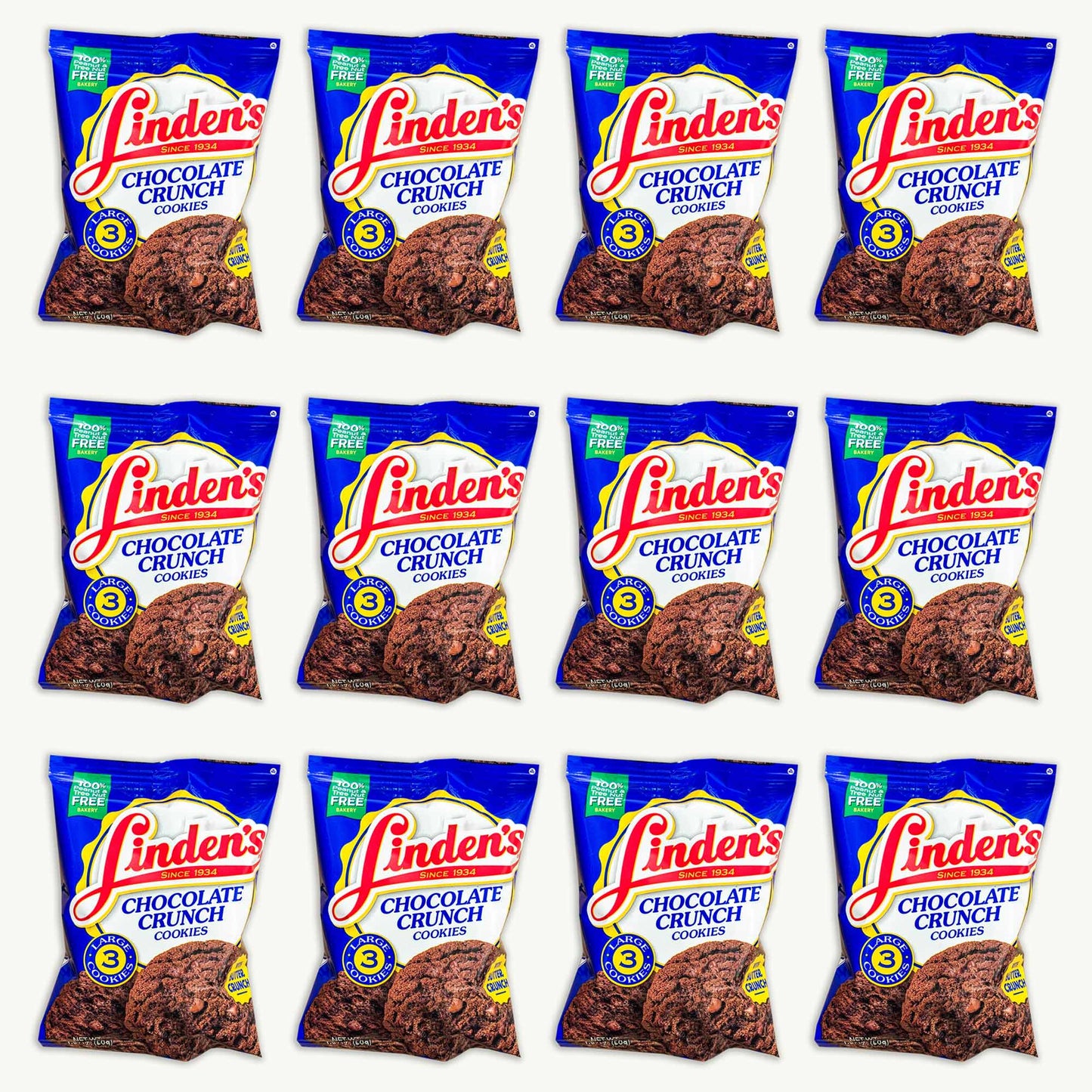 Linden's Chocolate Crunch Cookies - 3 Large Cookies per Bag - 1.8oz