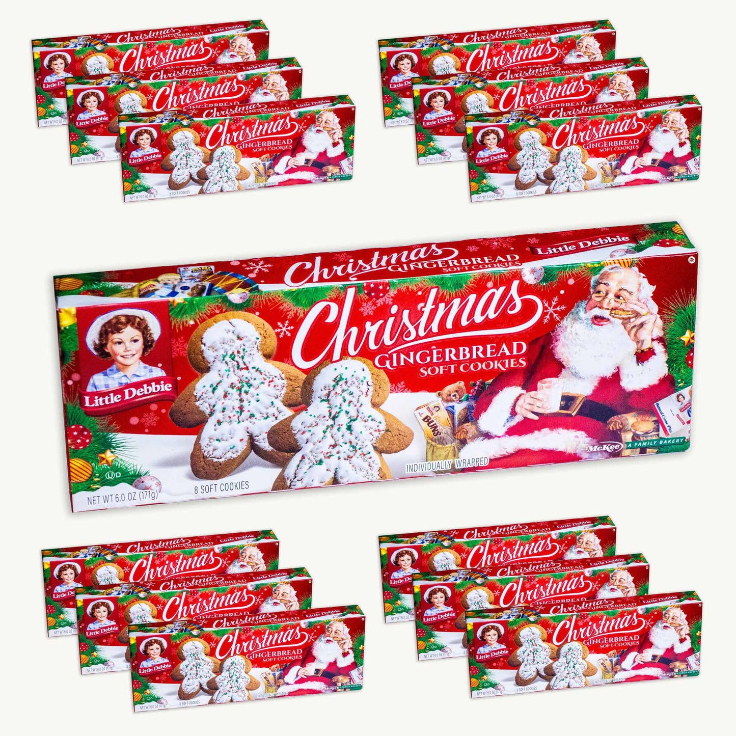 Little Debbie Christmas Gingerbread Soft Cookies 8ct 6oz