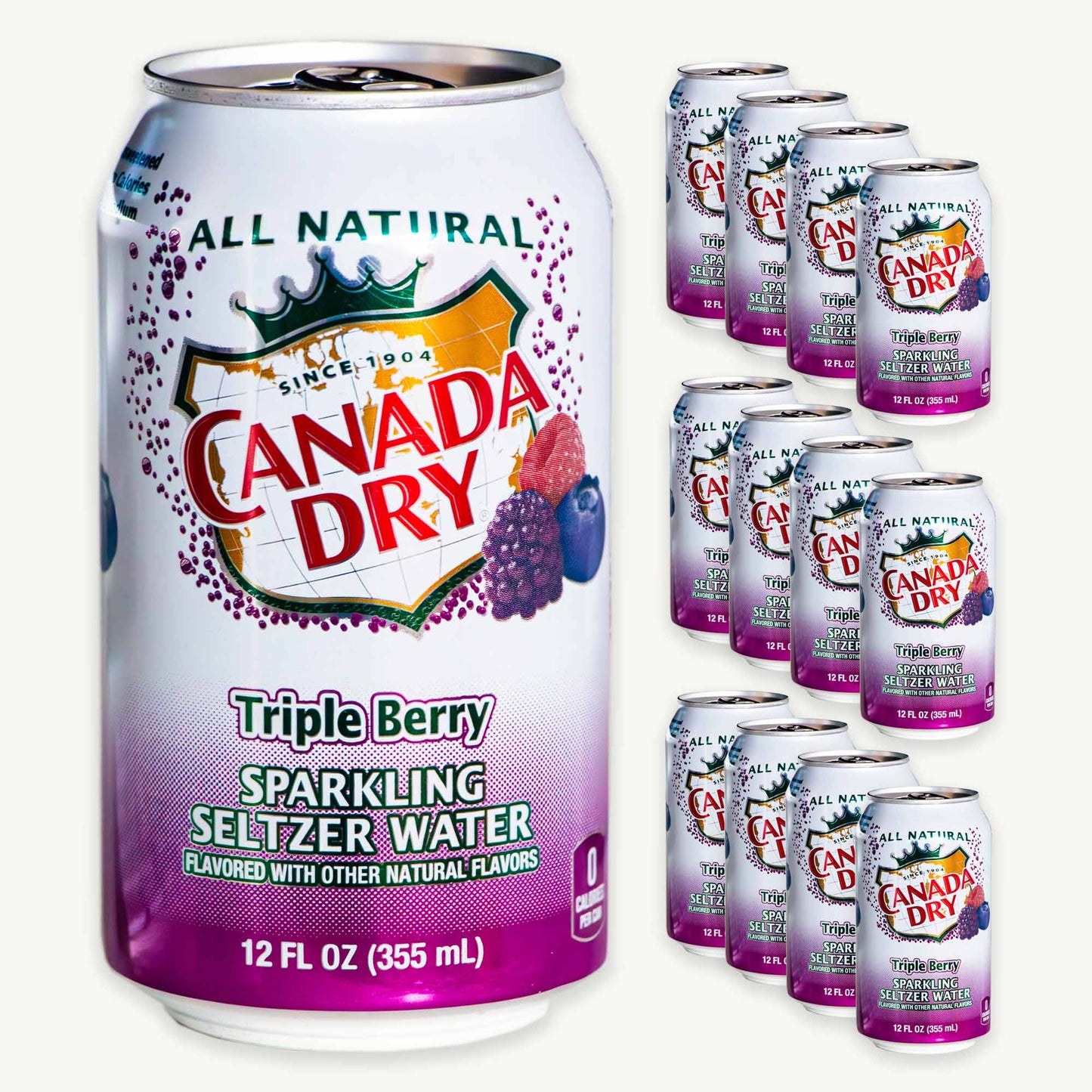 Canada Dry Triple Berry Sparkling Seltzer Water 12oz
