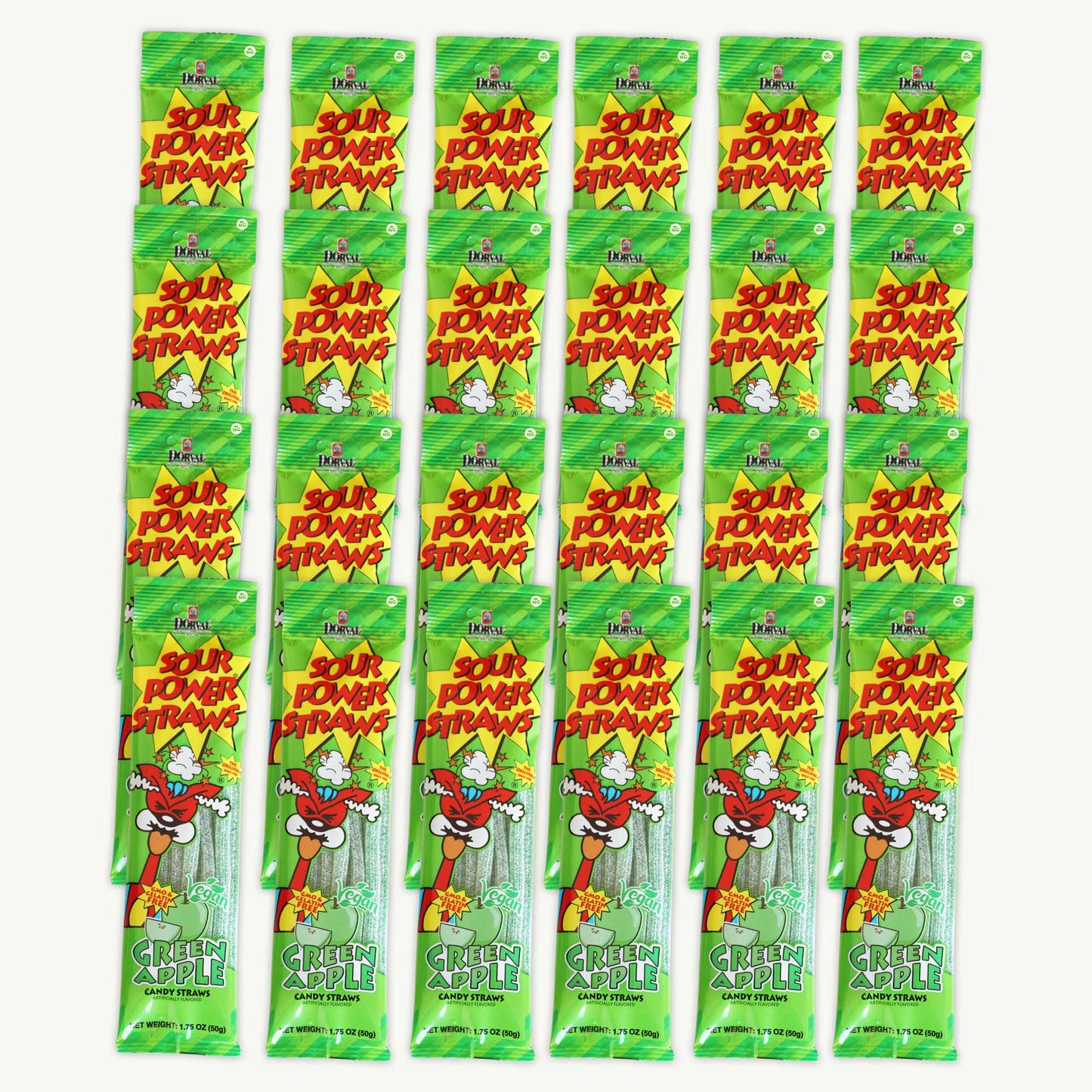 Green Apple Sour Power Candy Straws 1.75oz