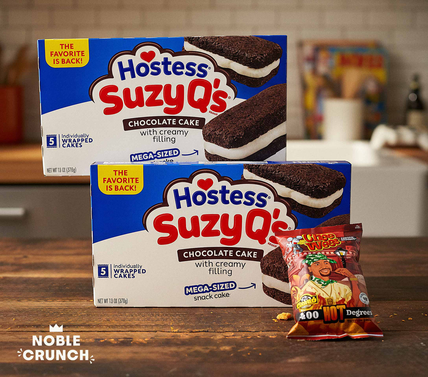 Hostess Suzy Q's Creme Filled Chocolate Cakes 5ct 13oz (2 packs) - Elemer's Chee Wees 400 Degreez Hot Cheese Curls - 3 Items