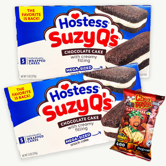 Hostess Suzy Q's Creme Filled Chocolate Cakes 5ct 13oz (2 packs) - Elemer's Chee Wees 400 Degreez Hot Cheese Curls - 3 Items