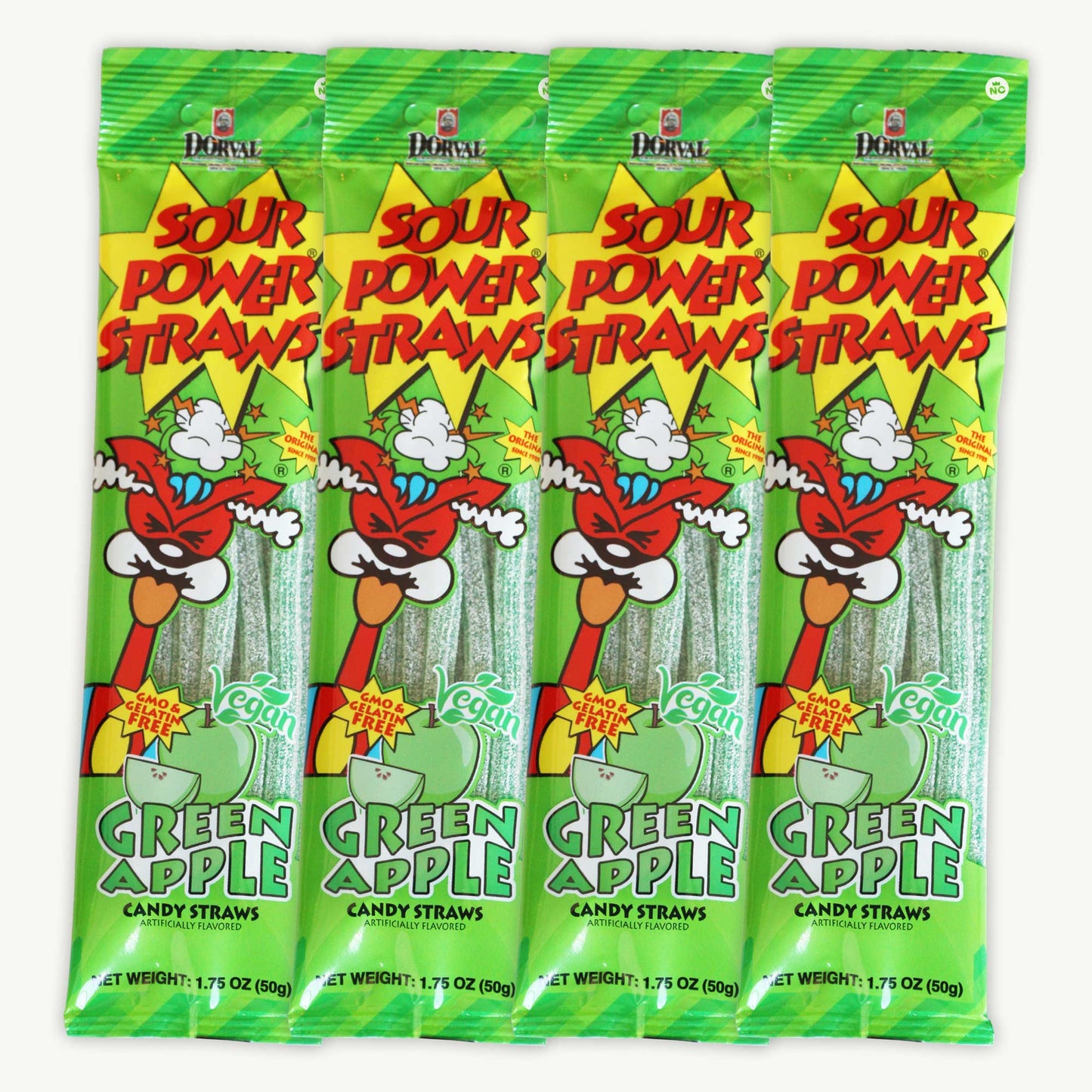 Green Apple Sour Power Candy Straws 1.75oz