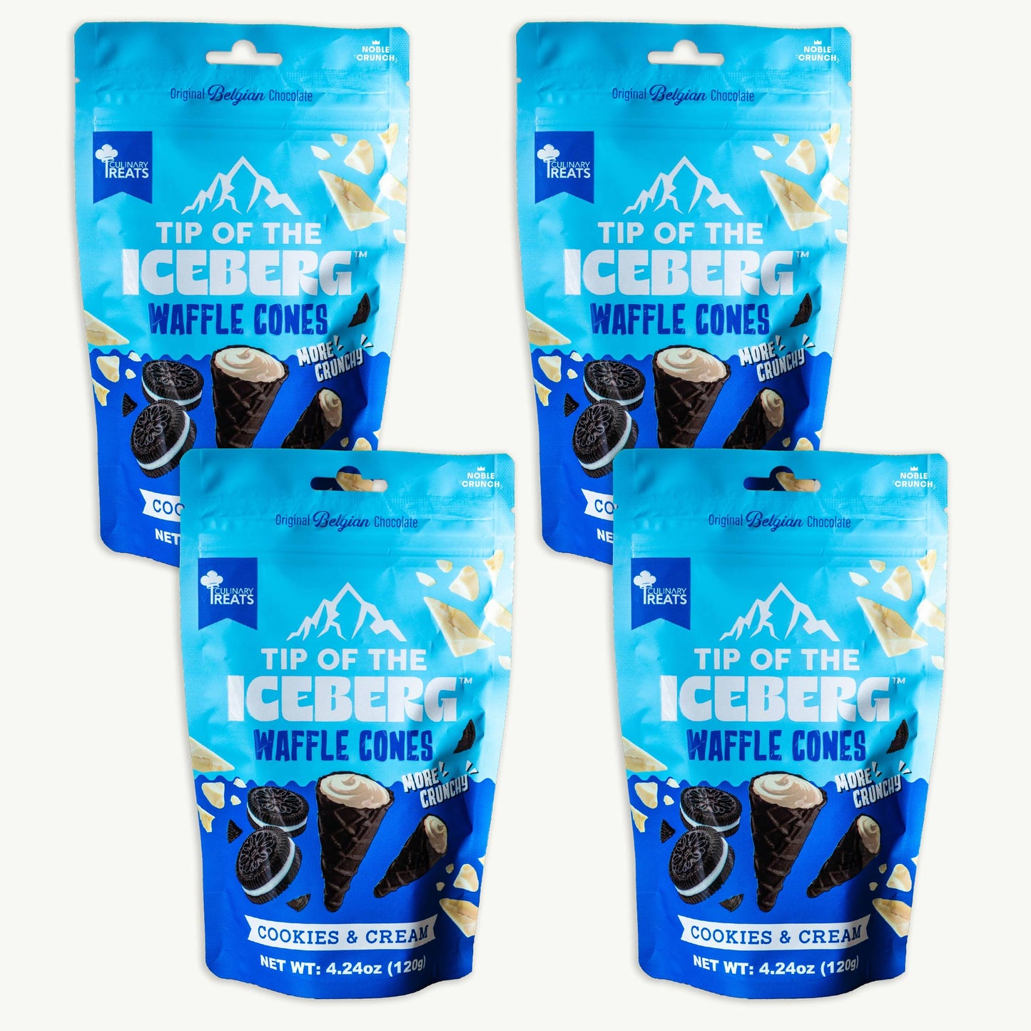 Tip of the Iceberg Cookies Cream Mini Waffle Cones 4.24oz