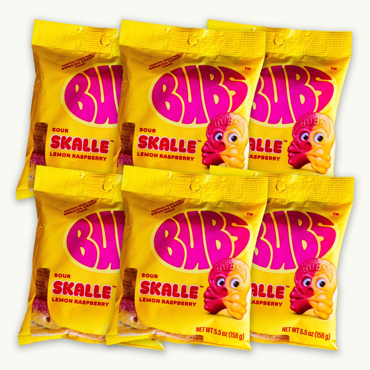 BUBS Sour Skalle Lemon Raspberry Gummy Candy 5.5oz