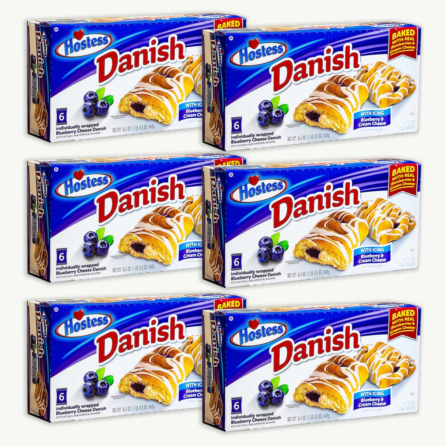 Hostess Danish Bluberry Cream Cheese 6ct 16.5oz