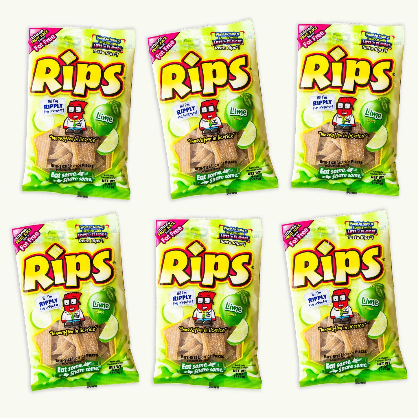 Rips Bite Size Lime Licorice Chewy Candy 4oz