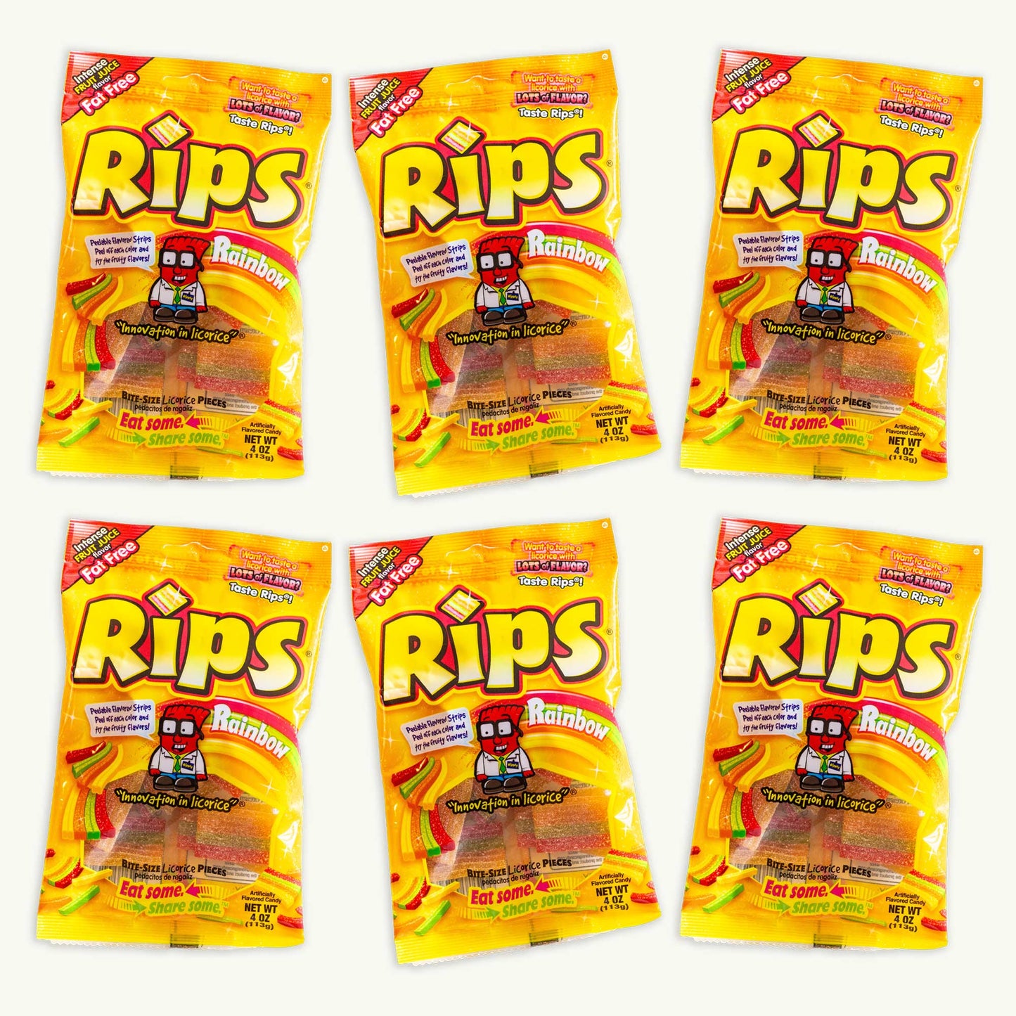 Rips Bite Size Rainbow Licorice Chewy Candy 4oz
