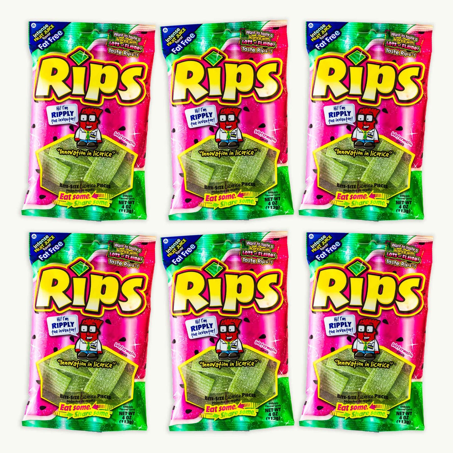 Rips Bite Size Watermelon Licorice Chewy Candy 4oz