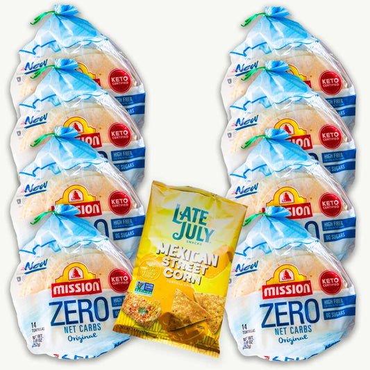 Mission Zero Net Carbs Original Tortillas (112ct) - Late July Mexican Street Corn Tortilla Chips (7.8oz)