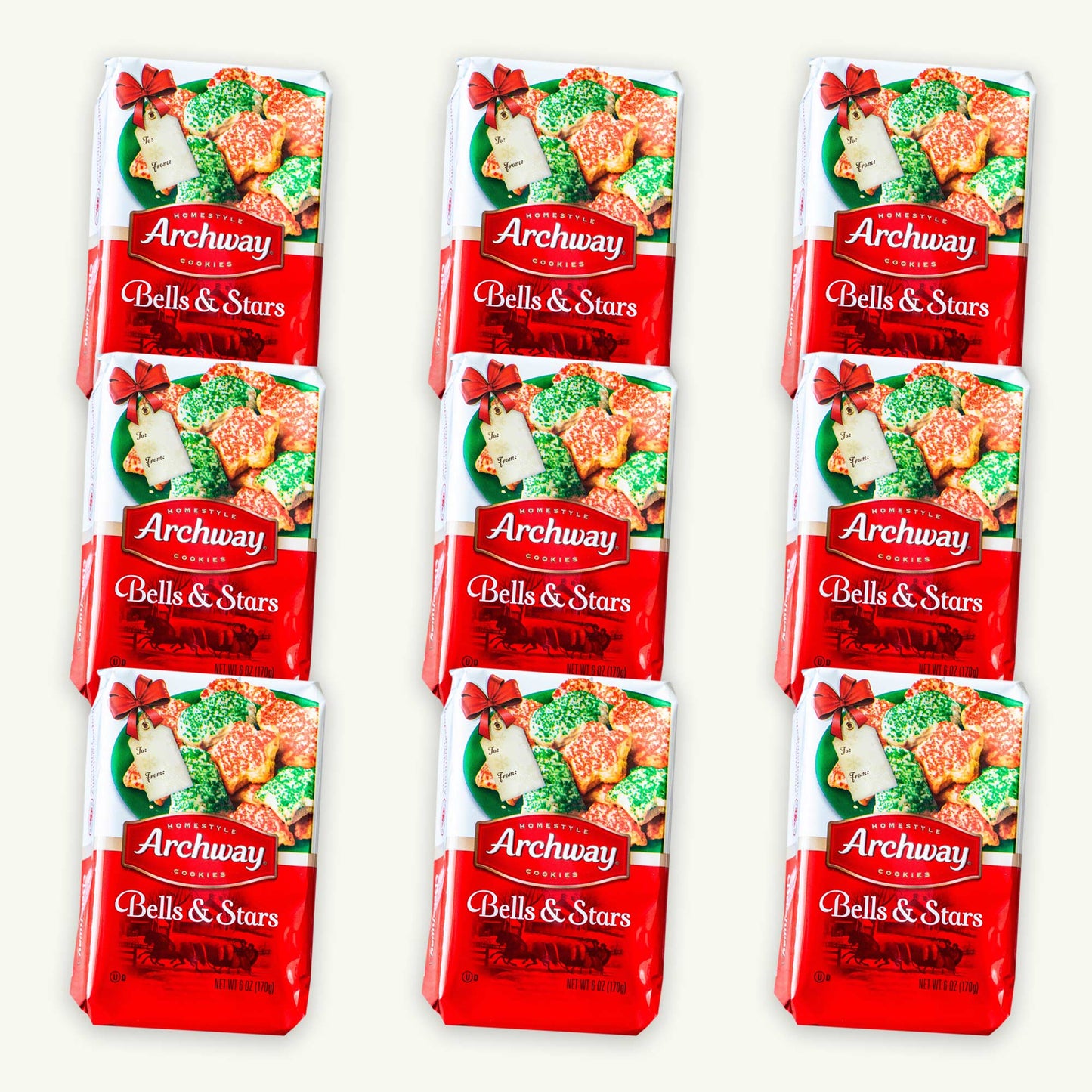 Archway Christmas Holiday Bells and Stars Cookies 6oz