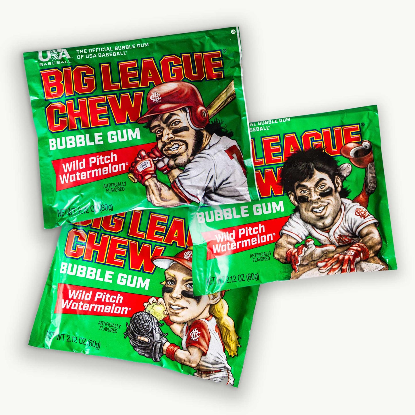 Big League Chew Bubble Gum Variety Pack 2.12oz - Big Rally Blue Raspberry, Curve Ball Cotton Candy, Ground Ball Grape, Wild Patch Watermelon - 12 Items