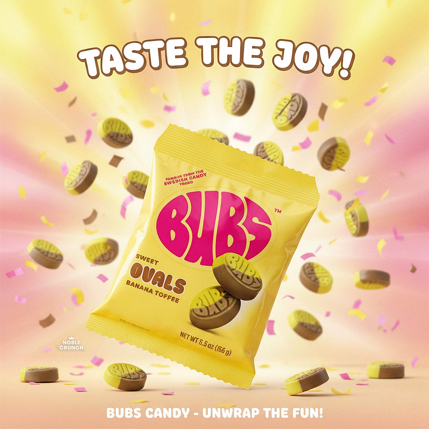 BUBS Sweet Ovals Banana Toffee Swedish Candy 5.5oz