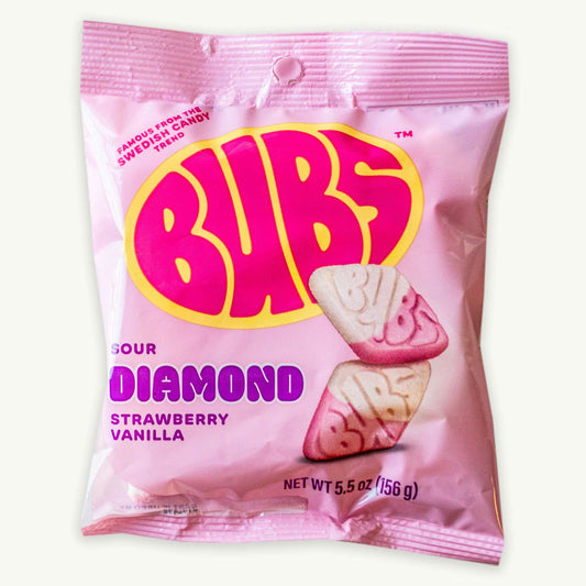 BUBS Sour Diamond Strawberry Vanilla Swedish Candy 5.5oz