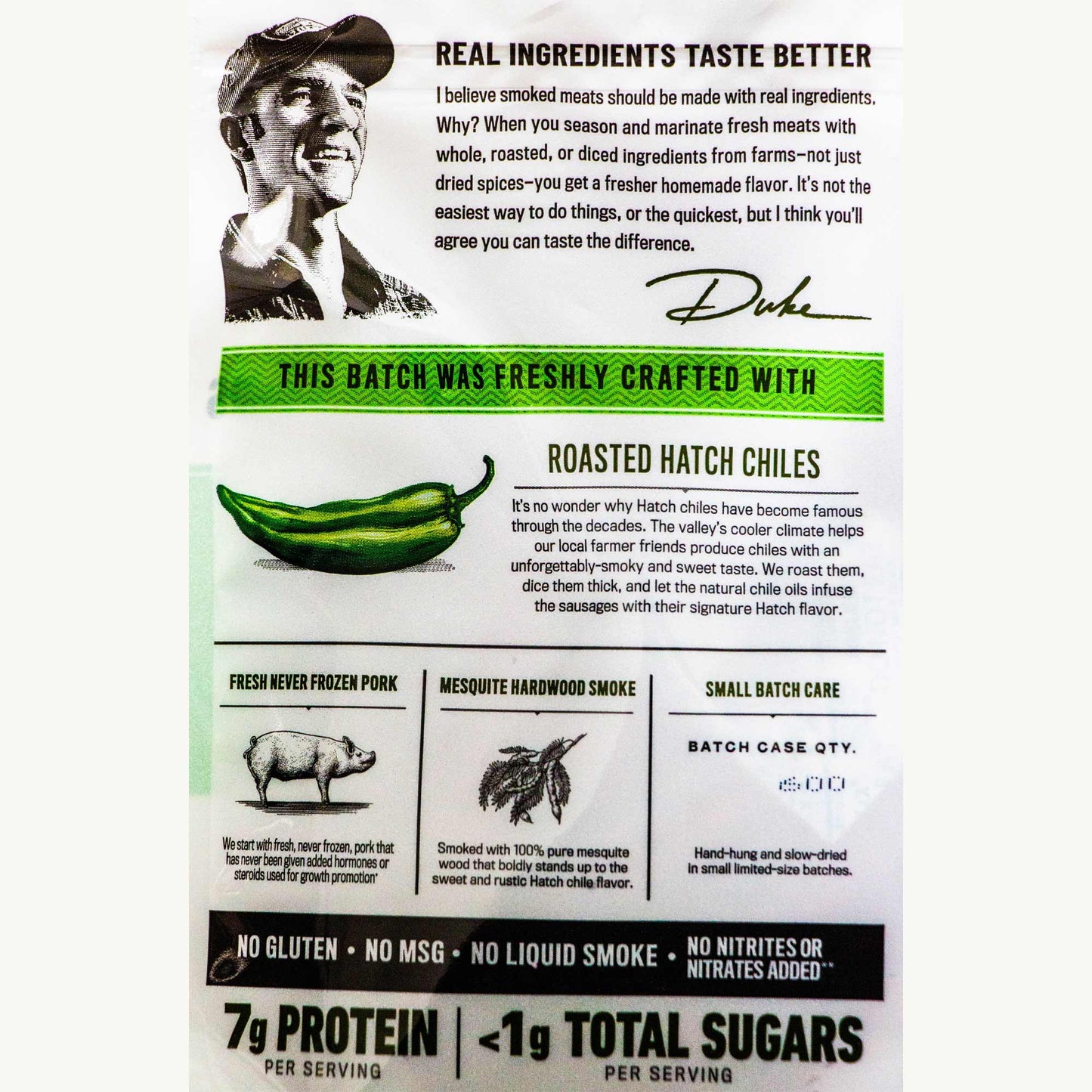 Duke's Hatch Green Chili Smoked Shorty Sausages 5oz