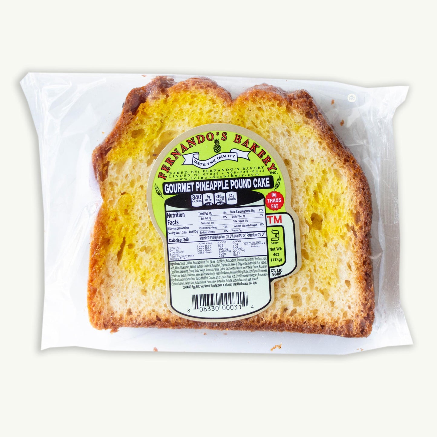 Fernando's Gourmet Pineapple Pound Cake 4oz