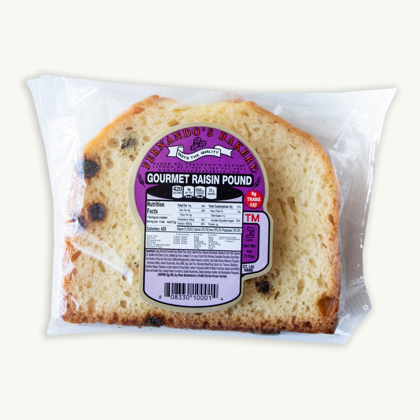 Fernando's Raisin Pound Cake 4oz