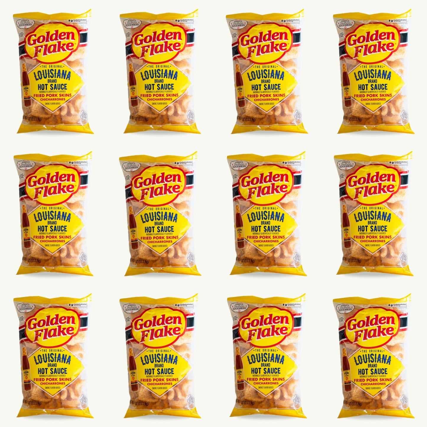 Golden Flake Chili Lime Fried Pork Skins Chicharrones 4oz — 12-pack