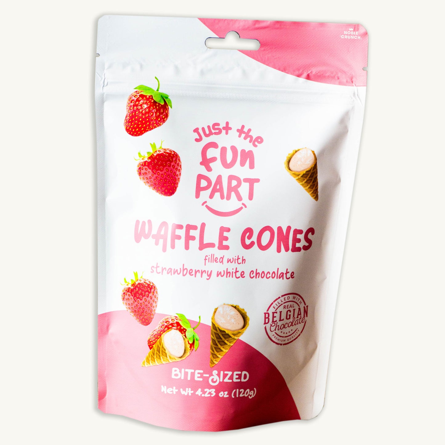 Just the Fun Part Mini Waffle Cones - Strawberry White Chocolate, Peanut Butter, Dark Chocolate, White Chocolate, Hazelnut, Milk Chocolate - 4.23oz - 6 Flavors