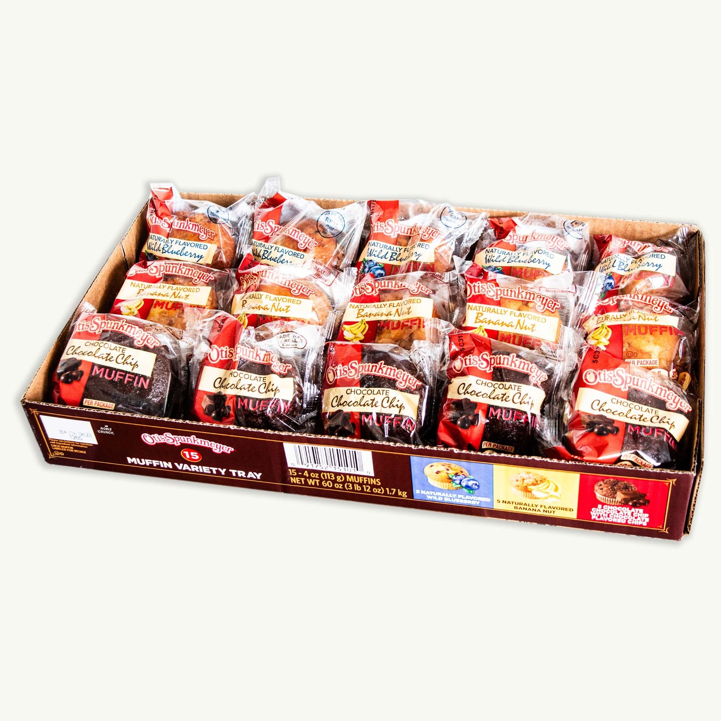 Otis Spunkmeyer Variety Pack Muffins - Chocolate Chocolate Chip, Wild Blueberry, Banana Nut - 4oz, 15 pack