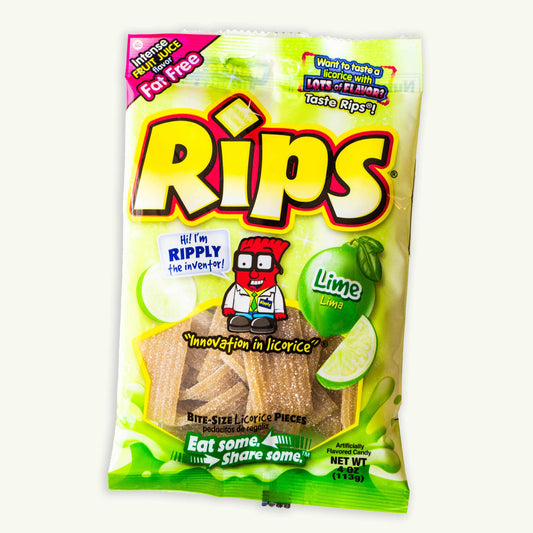 Rips Bite Size Lime Licorice Chewy Candy 4oz