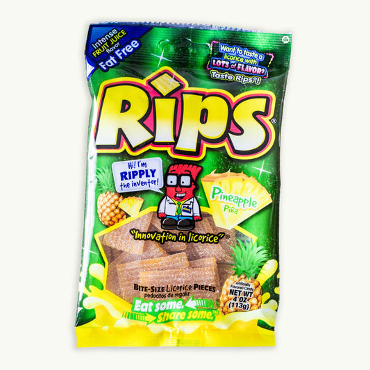 Rips Bite Size Pineapple Licorice Chewy Candy 4oz