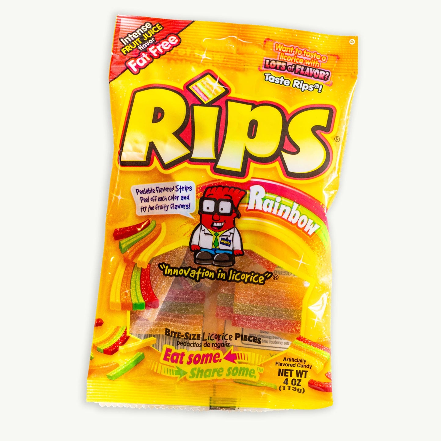 Rips Bite Size Rainbow Licorice Chewy Candy 4oz