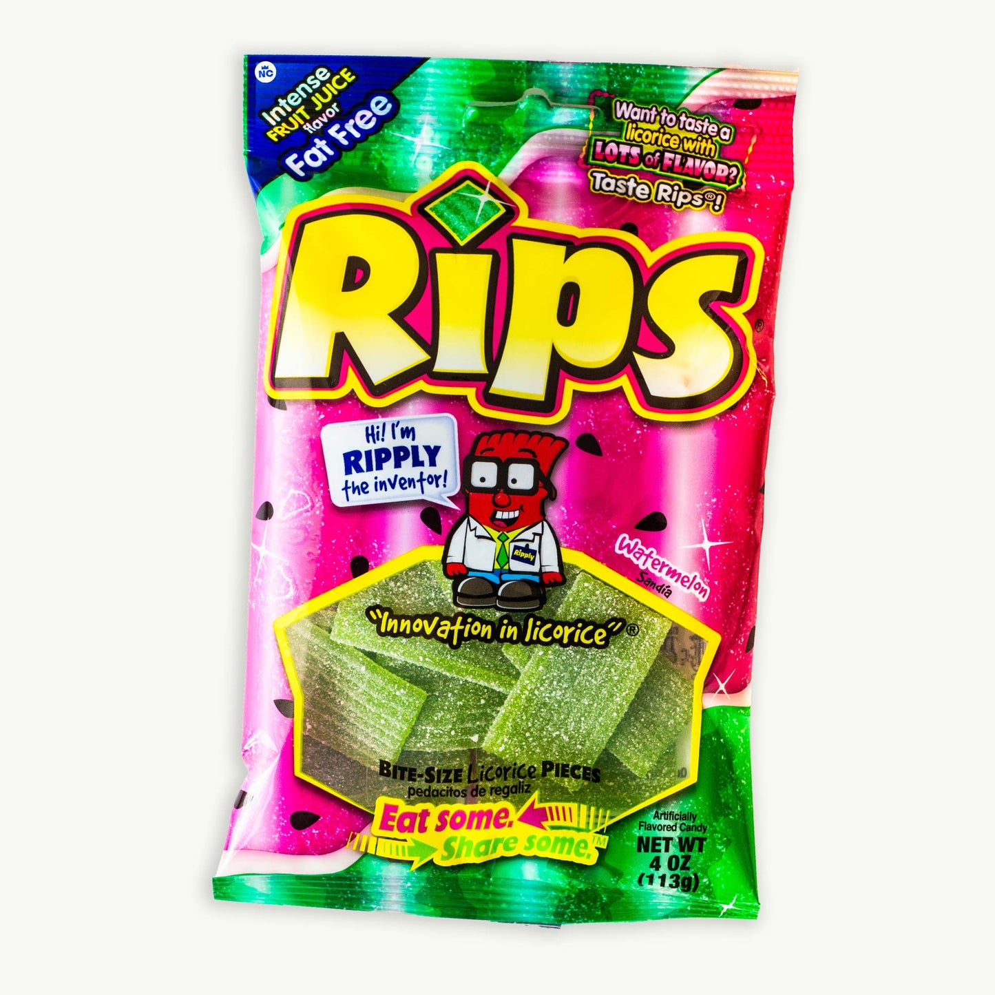 Rips Bite Size Watermelon Licorice Chewy Candy 4oz