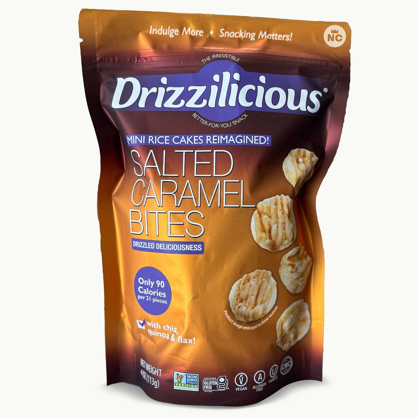 Drizzilicious Mini Rice Cakes Variety Pack - Birthday, Salted Caramel, Cookies & Cream, Cinnamon Swirl, French Toast, Cocoa Drizzled Popcorn, Very Berry - 7 Bags