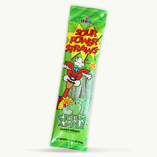 Green Apple Sour Power Candy Straws 1.75oz