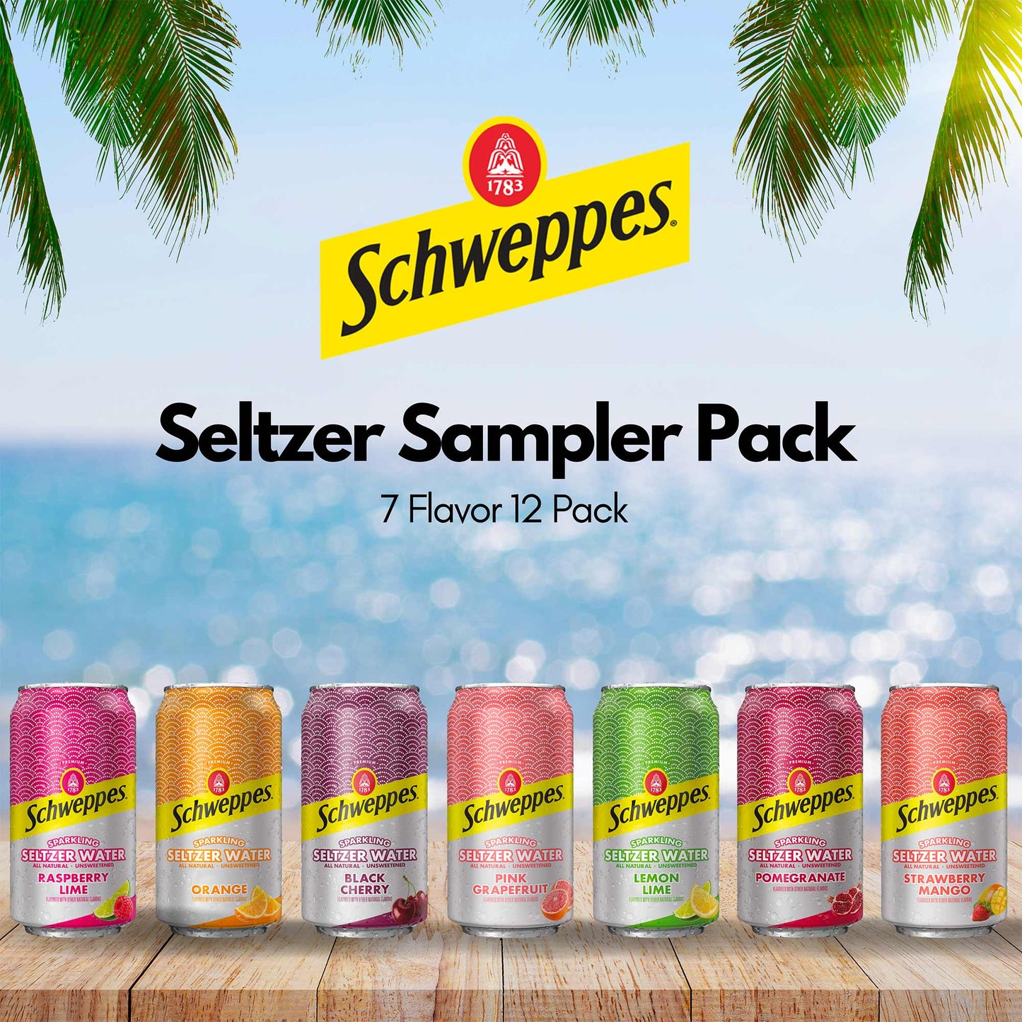 Schweppes Sparkling Seltzer Water Variety Pack - Summer Edition - 12, 12oz Cans
