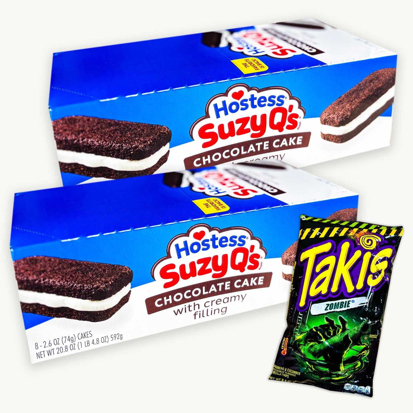 Hostess Suzy Q’s Chocolate Cakes (16, 2.6oz Cakes) + Takis Zombie Tortilla Chips 9.9oz
