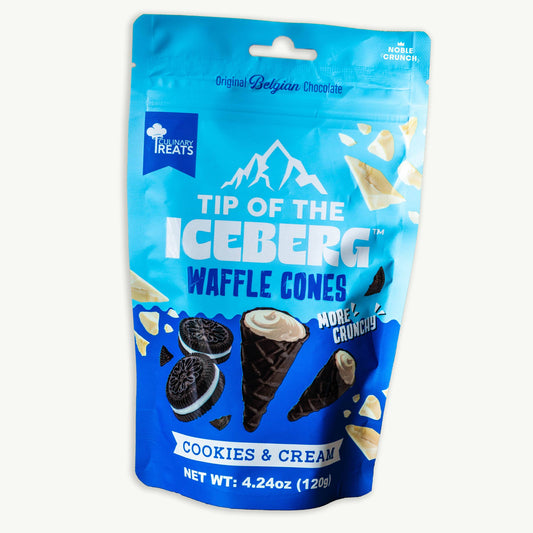 Tip of the Iceberg Cookies Cream Mini Waffle Cones 4.24oz