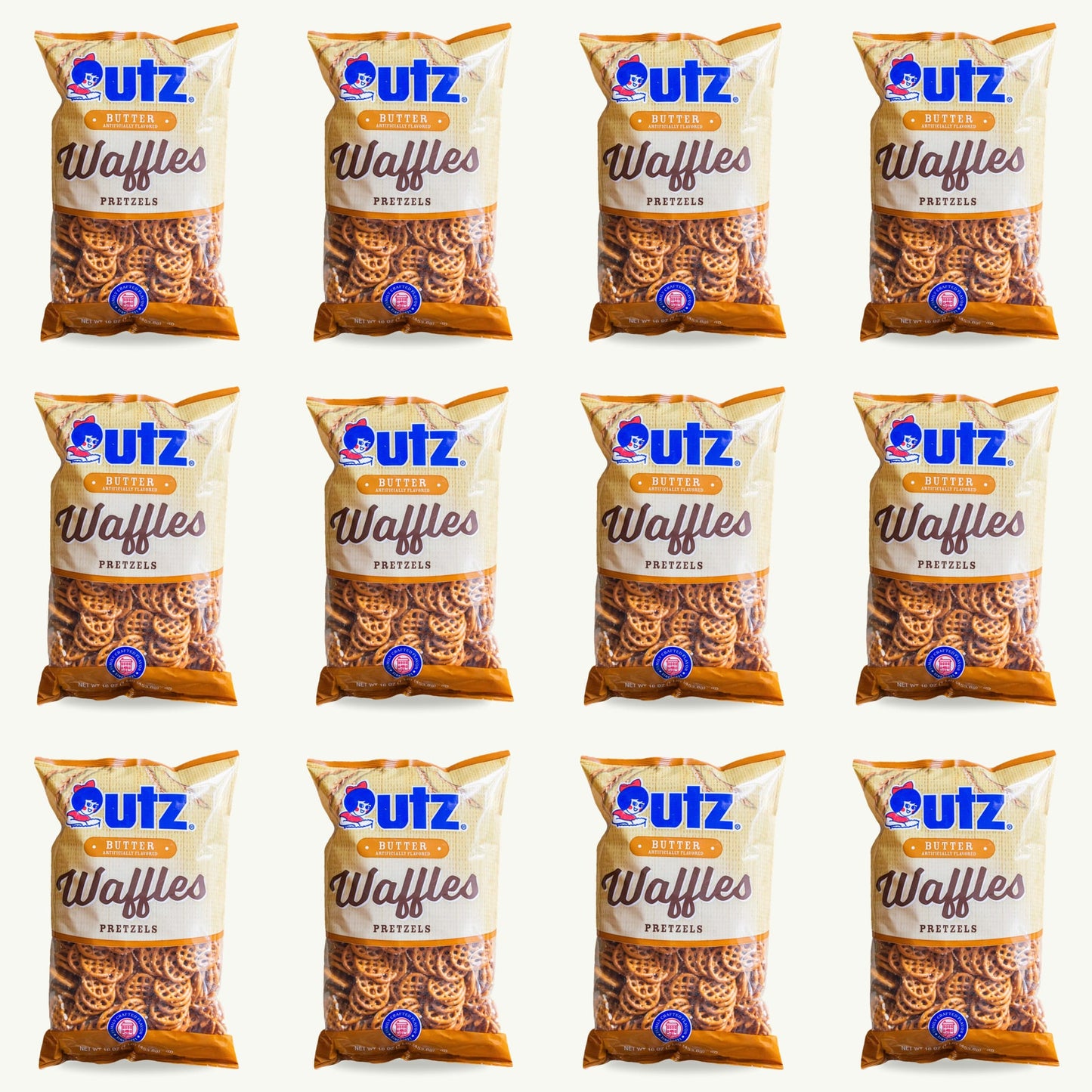 Utz Butter Waffles Pretzels 16oz — 12-pack