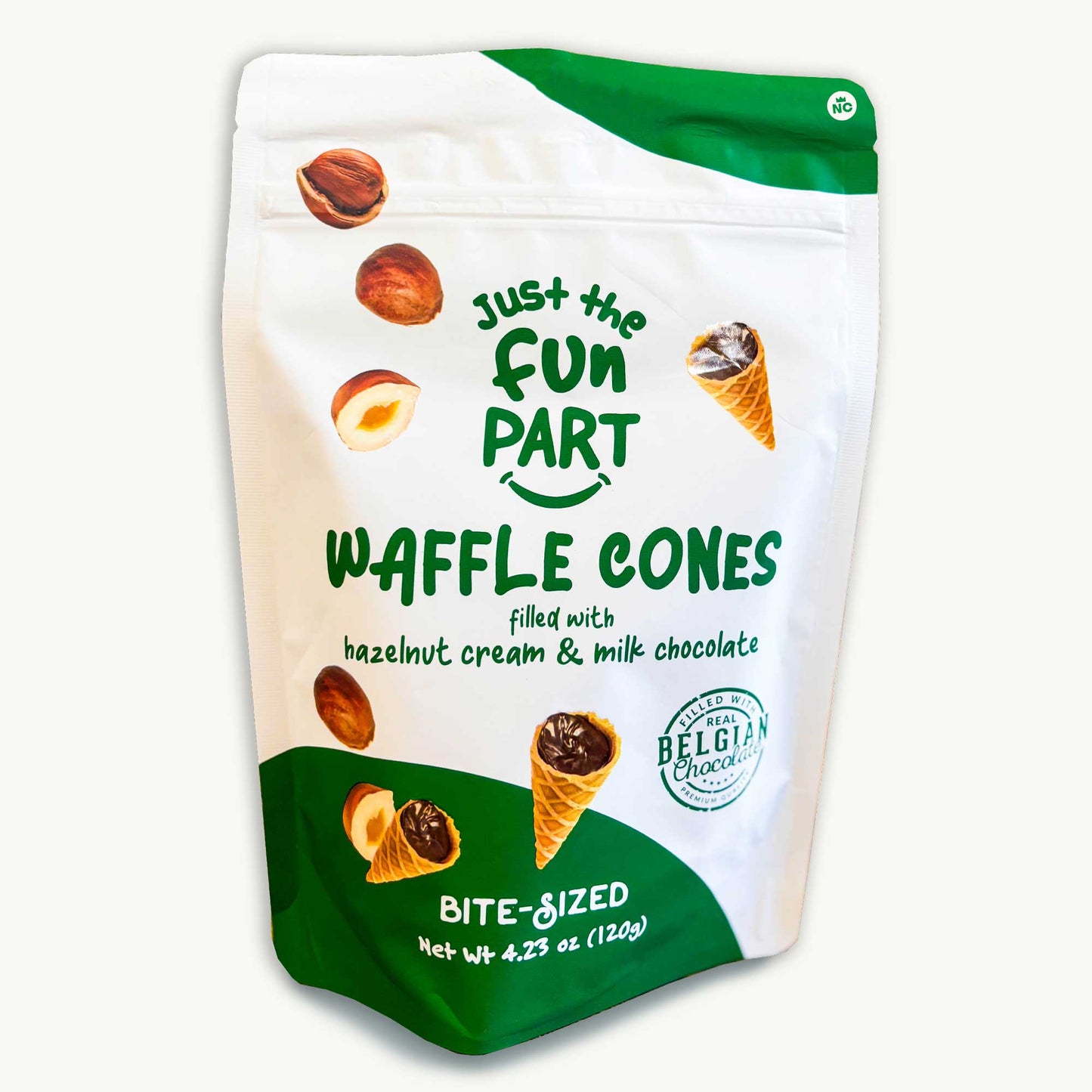 Just the Fun Part Mini Waffle Cones - Strawberry White Chocolate, Peanut Butter, Dark Chocolate, White Chocolate, Hazelnut, Milk Chocolate - 4.23oz - 6 Flavors