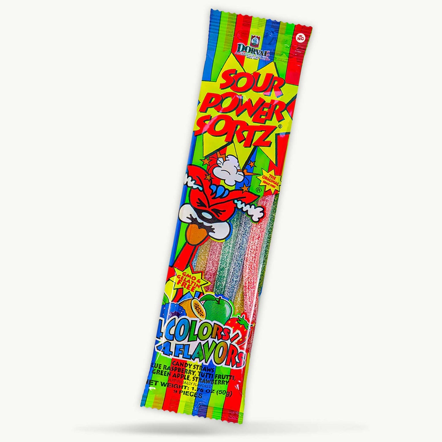 4 Colors 4 Flavors Sour Power Candy Straws 1.75oz