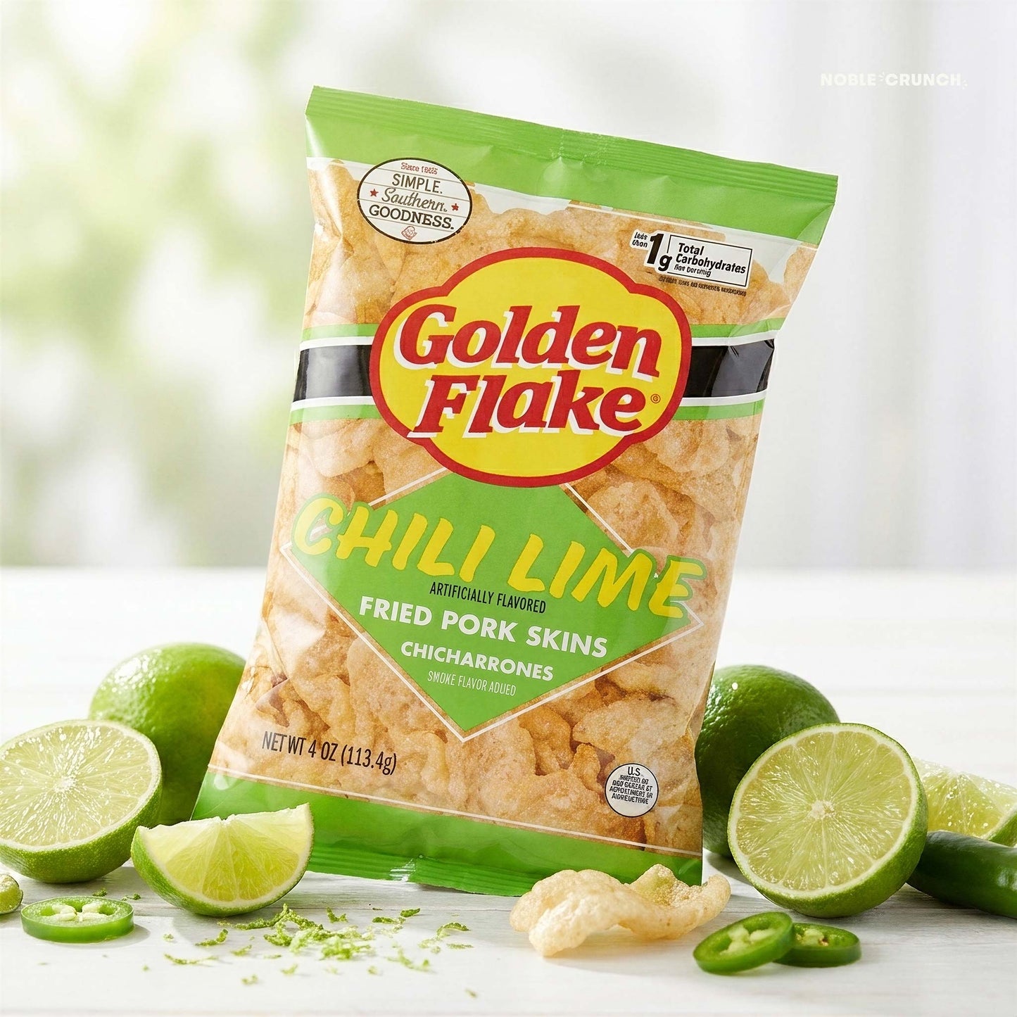 Golden Flake Chili Lime Fried Pork Skins Chicharrones 4oz