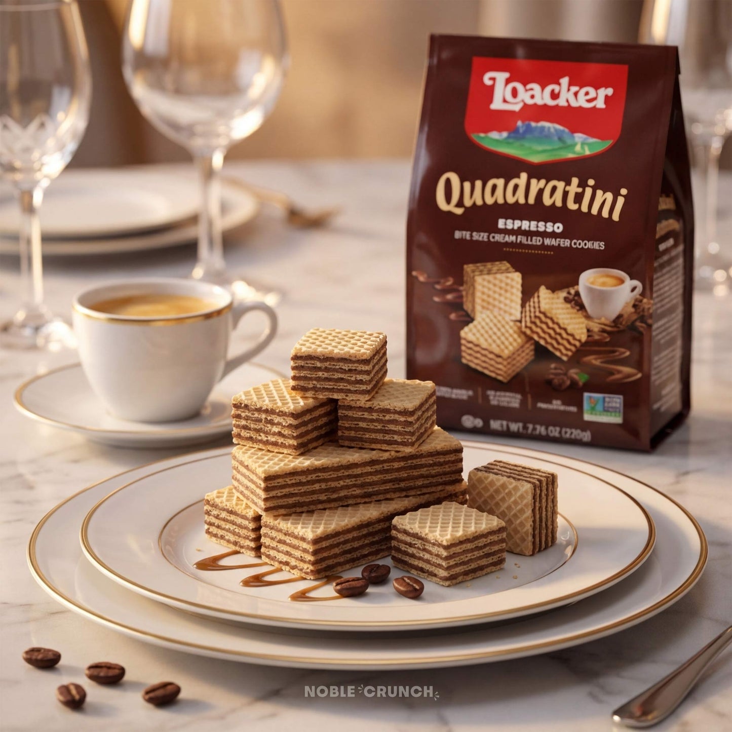 Loacker Espresso Quadratini Cream Filled Wafer Cookies 7.76oz