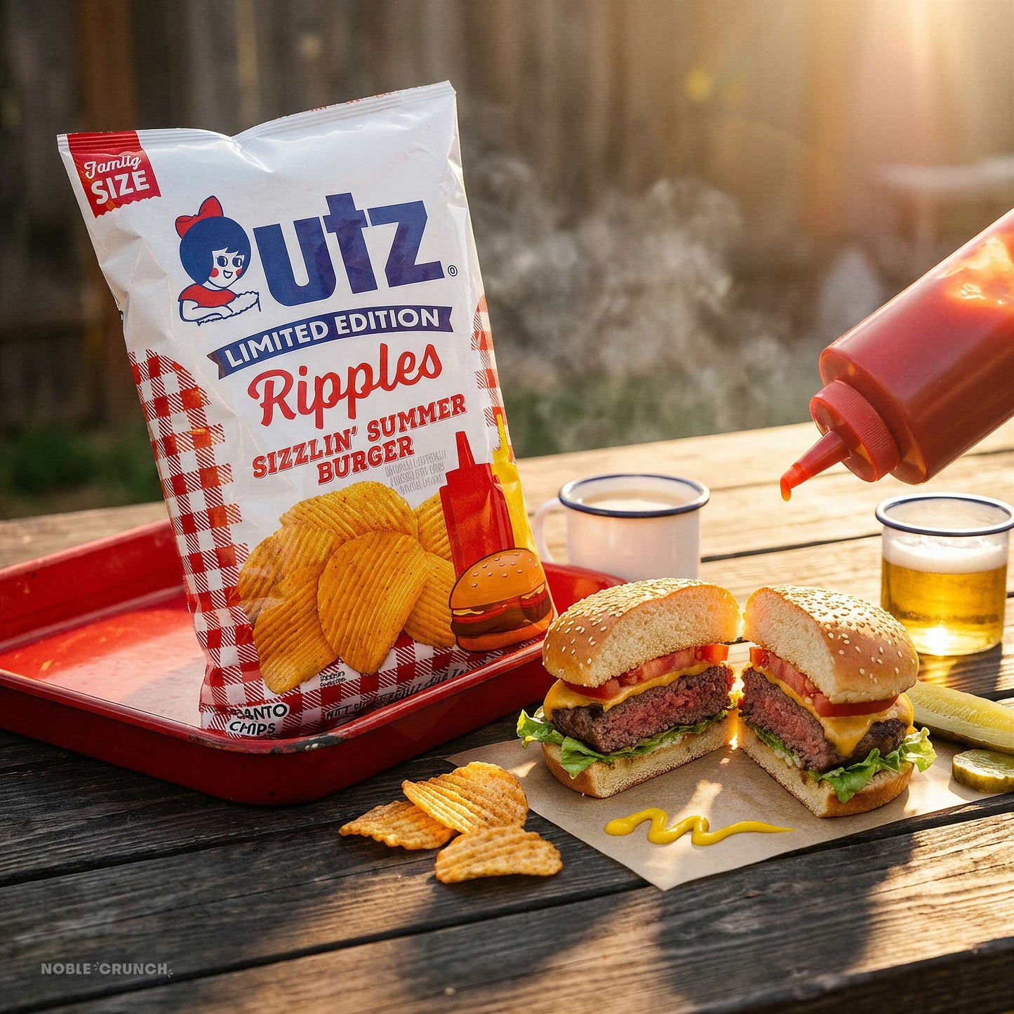 Utz Sizzlin' Summer Burger Ripple Potato Chips 7.75oz
