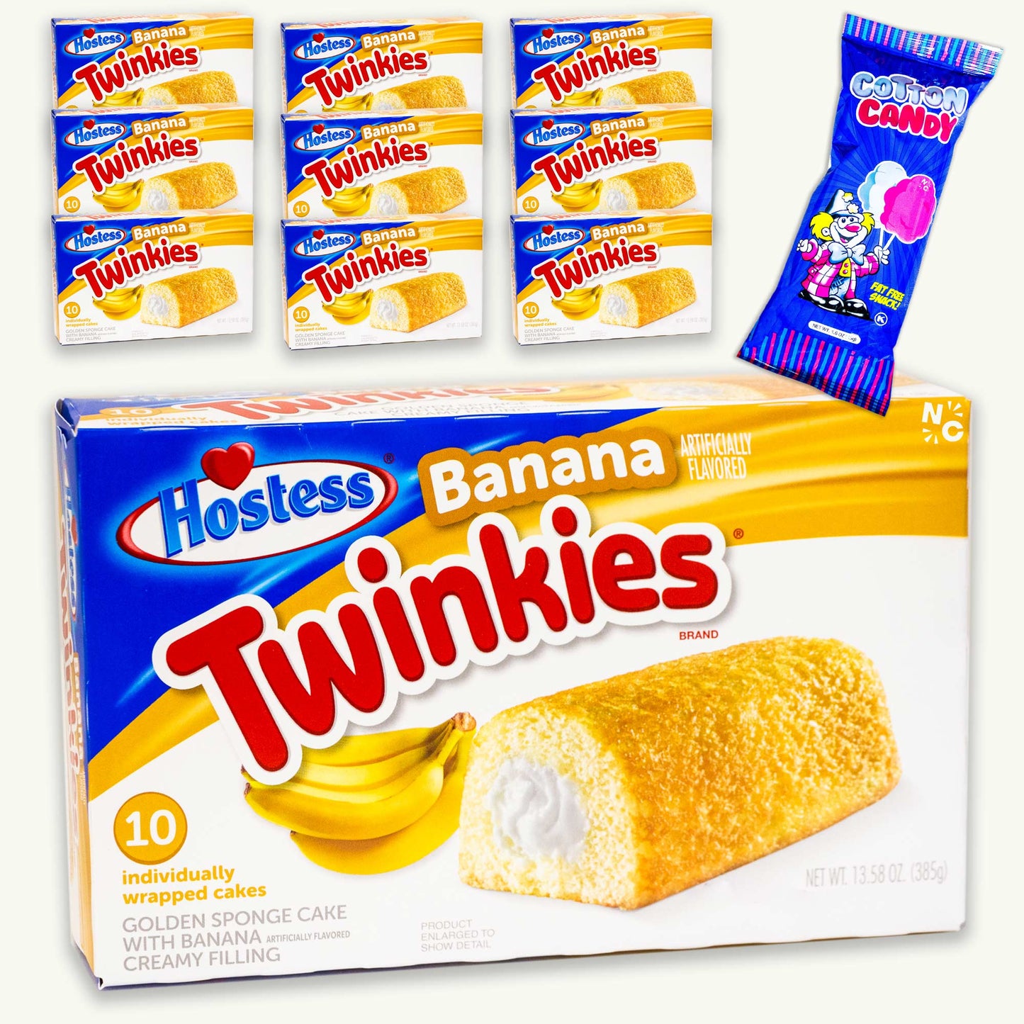 Hostess Banana Twinkies (100ct) - Cotton Candy (1.6oz bag)