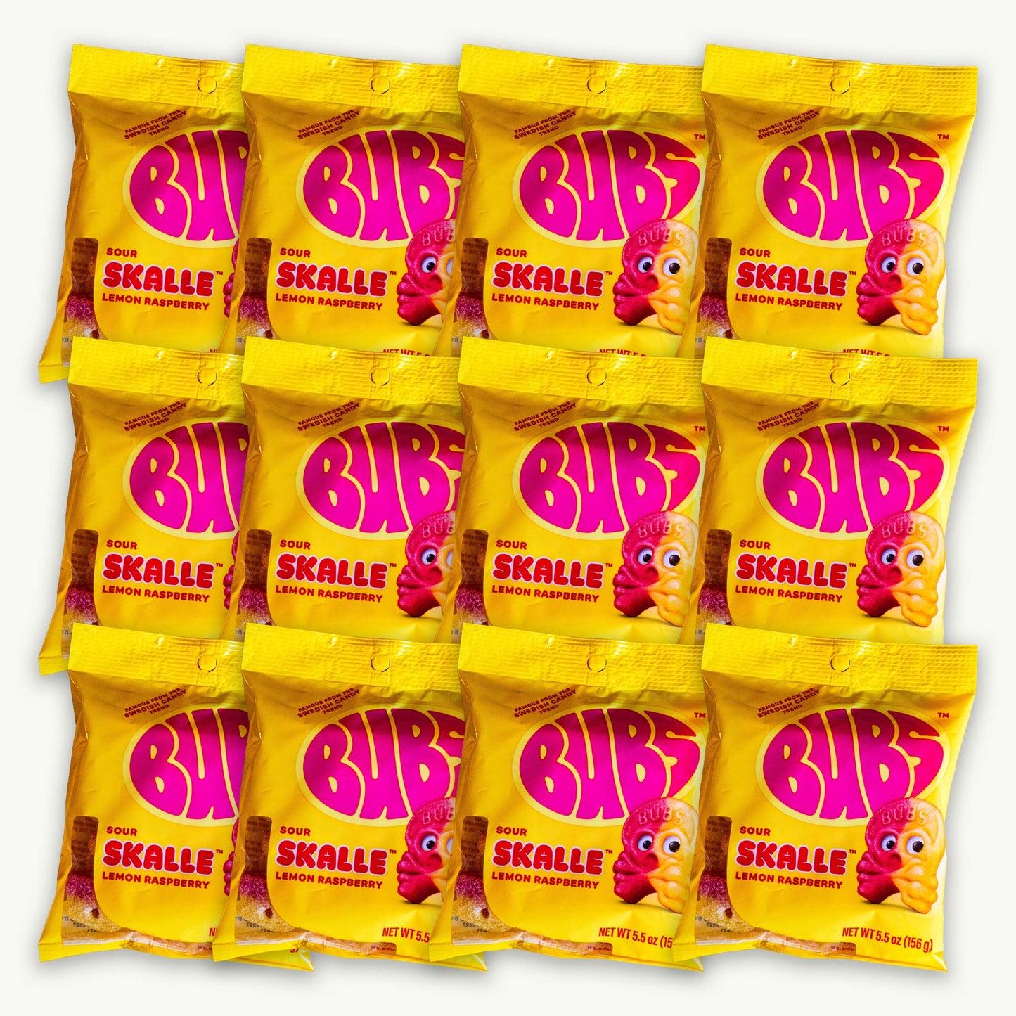 BUBS Sour Skalle Lemon Raspberry Gummy Candy 5.5oz