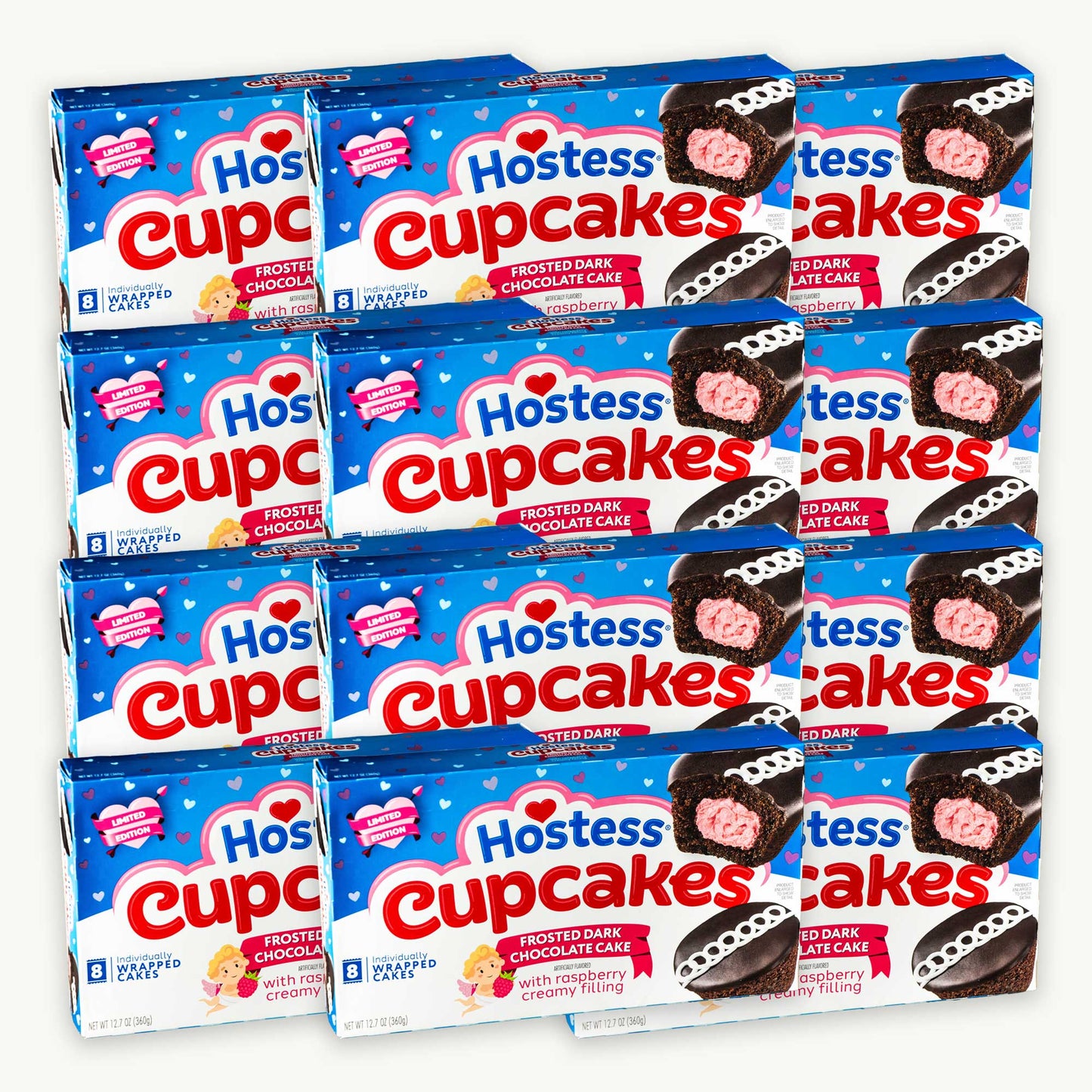 Hostess Frosted Dark Chocolate Raspberry Cupcakes 12.7oz 8ct