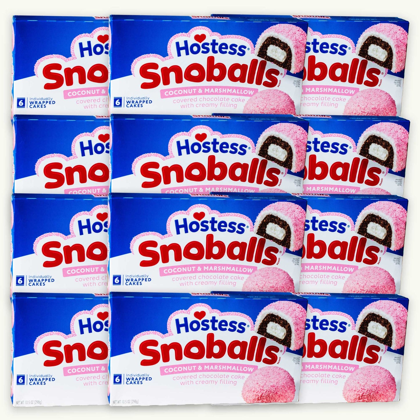Hostess Snowballs Coconut Marshmallow Chocolate Cake (Pink) 10.5oz 6ct