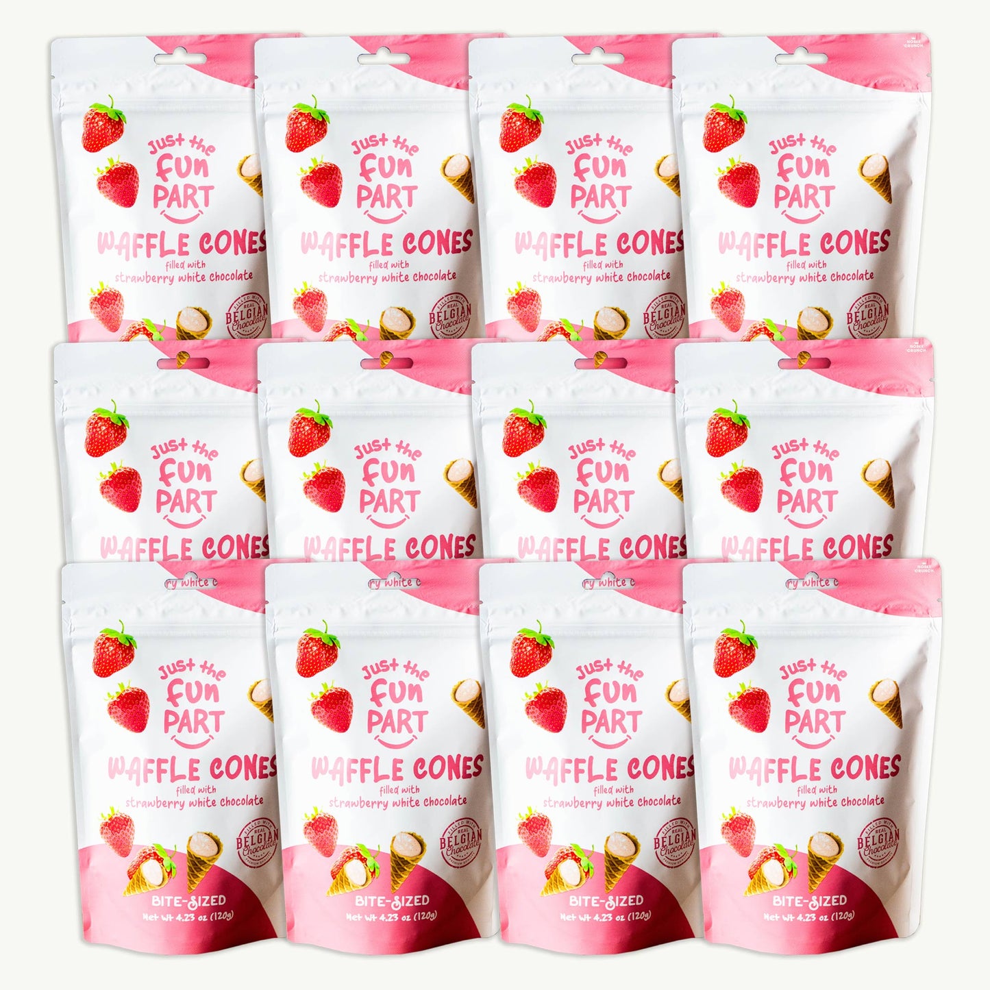 Just the Fun Part Strawberry White Chocolate Mini Waffle Cones 4.23oz