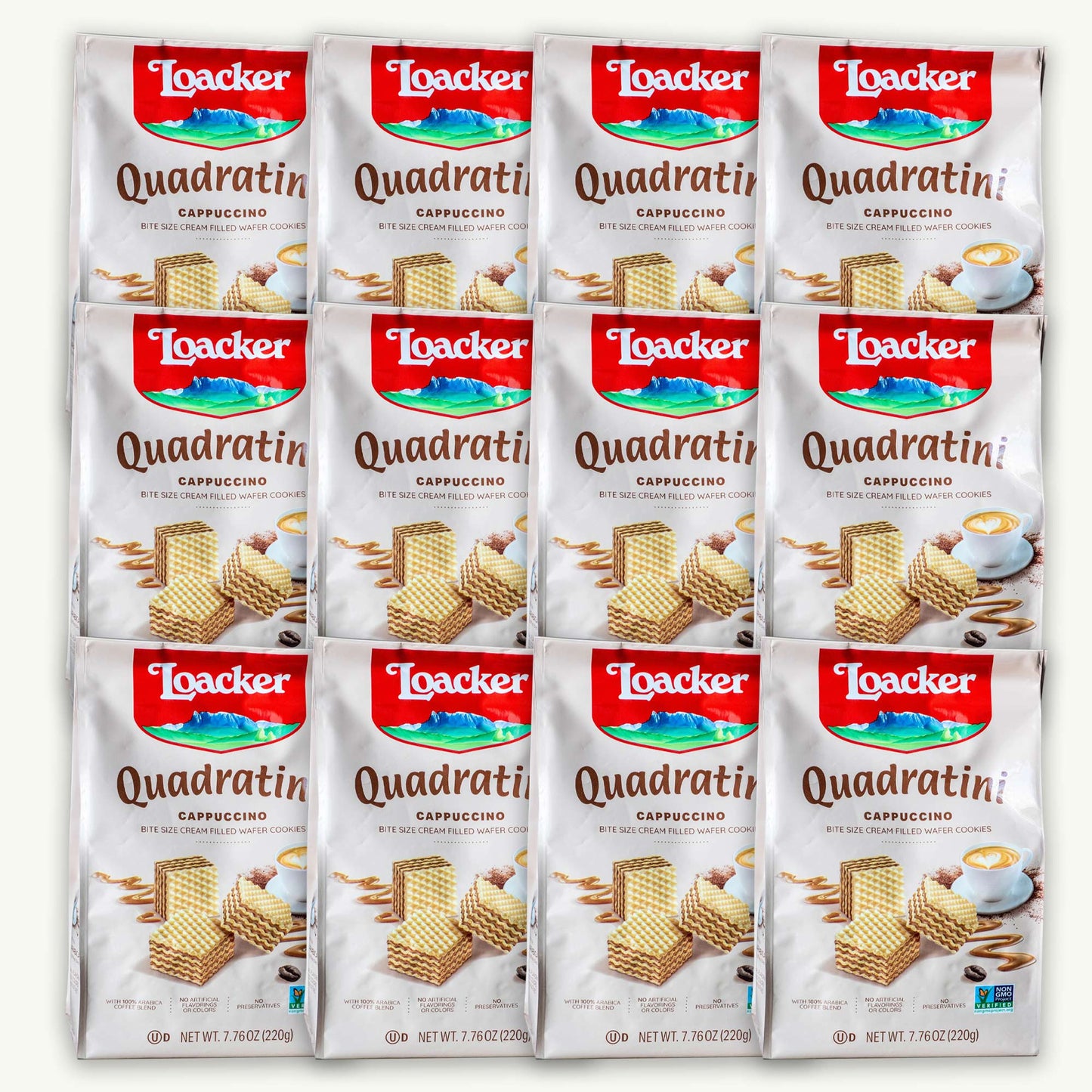 Loacker Cappuccino Quadratini Cream Filled Wafer Cookies 7.76oz